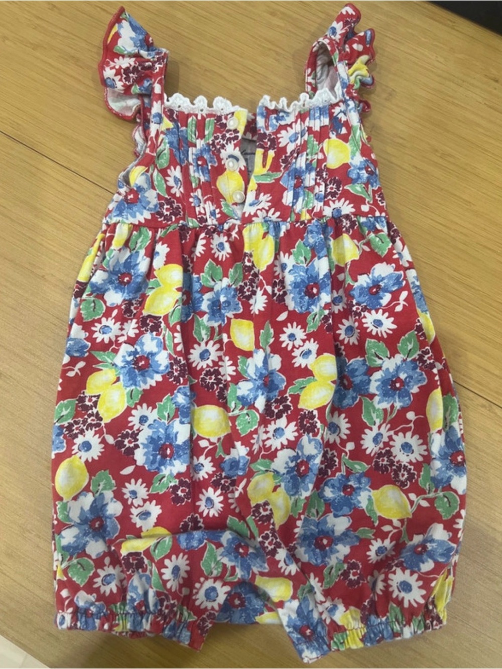 Red Floral Lemon Toddler Romper